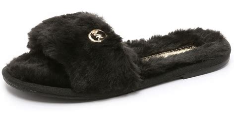 slippers michael kors|michael kors black fuzzy slipper.